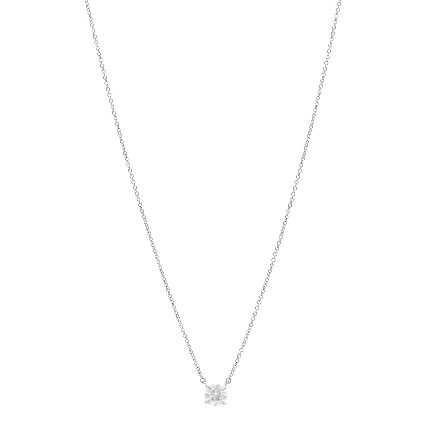 Tiffany Platinum Diamond .79ct Solitaire Pendant Necklace 1 of 5