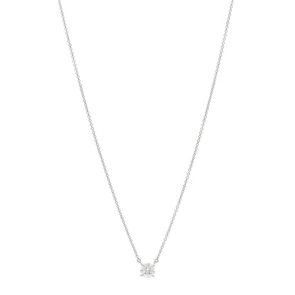 Tiffany Platinum Diamond .79ct Solitaire Pendant Necklace 1 of 5