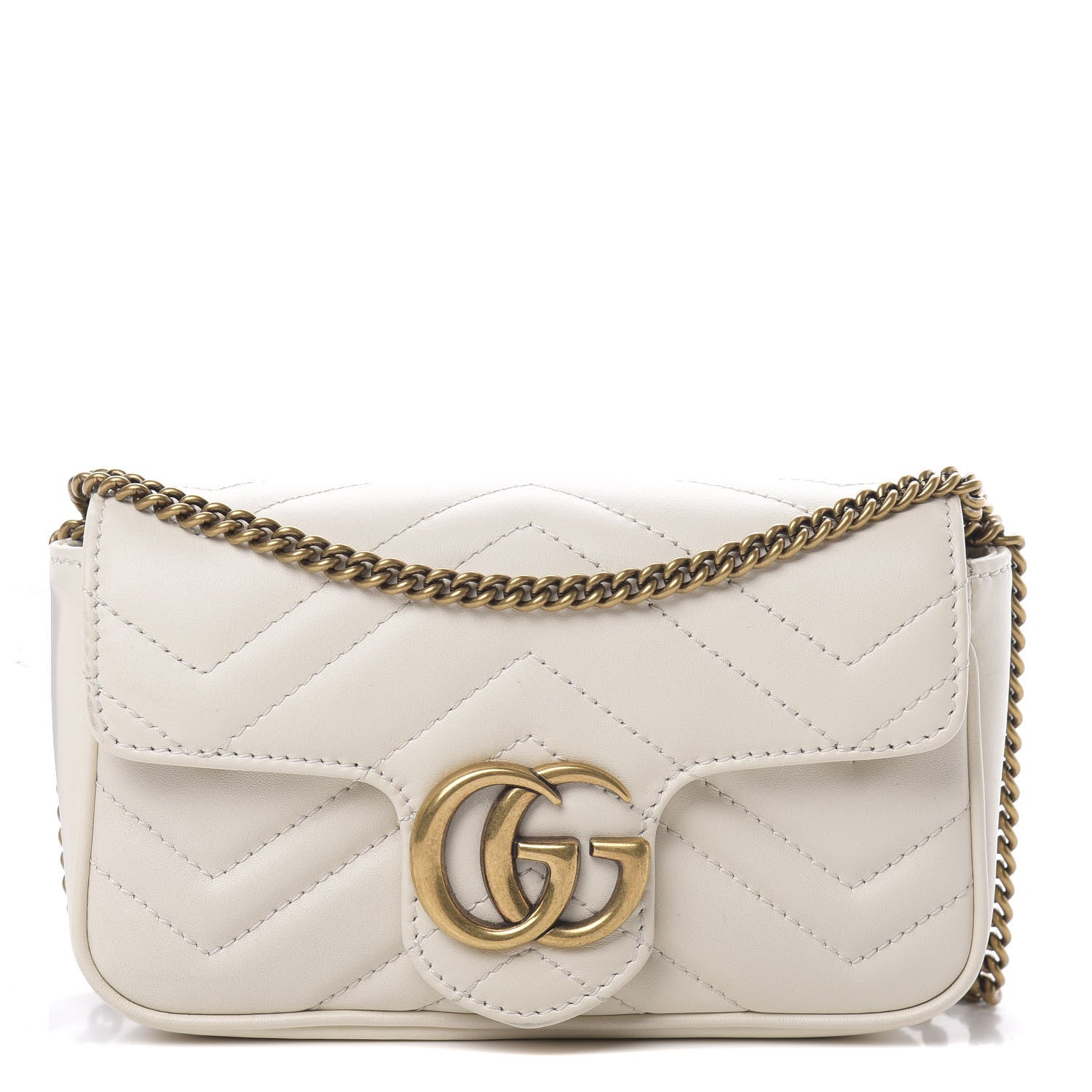 Gucci Calfskin Matelasse Super Mini GG Marmont Shoulder Bag White 1 of 11