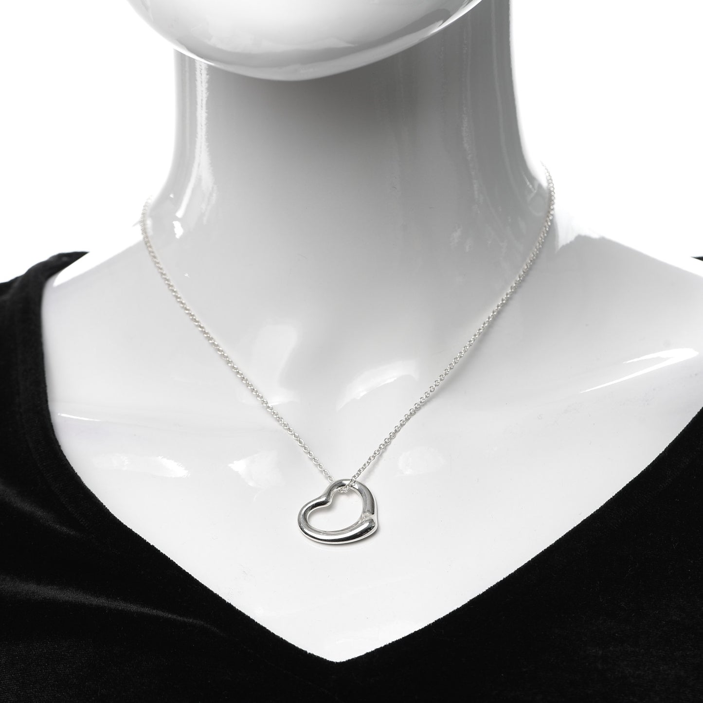 Sterling Silver 22mm Elsa Peretti Open Heart Pendant Necklace