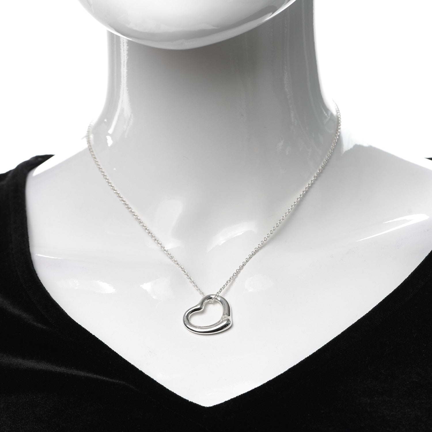 Tiffany Sterling Silver 22mm Elsa Peretti Open Heart Pendant Necklace 2 of 5