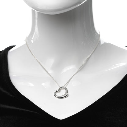 Tiffany Sterling Silver 22mm Elsa Peretti Open Heart Pendant Necklace 2 of 5