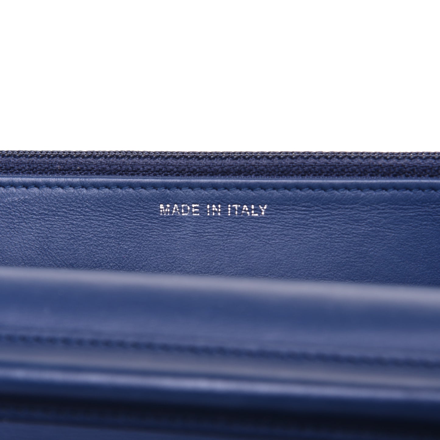 Calfskin Painted Chevron Embossed Boy Wallet On Chain WOC Navy