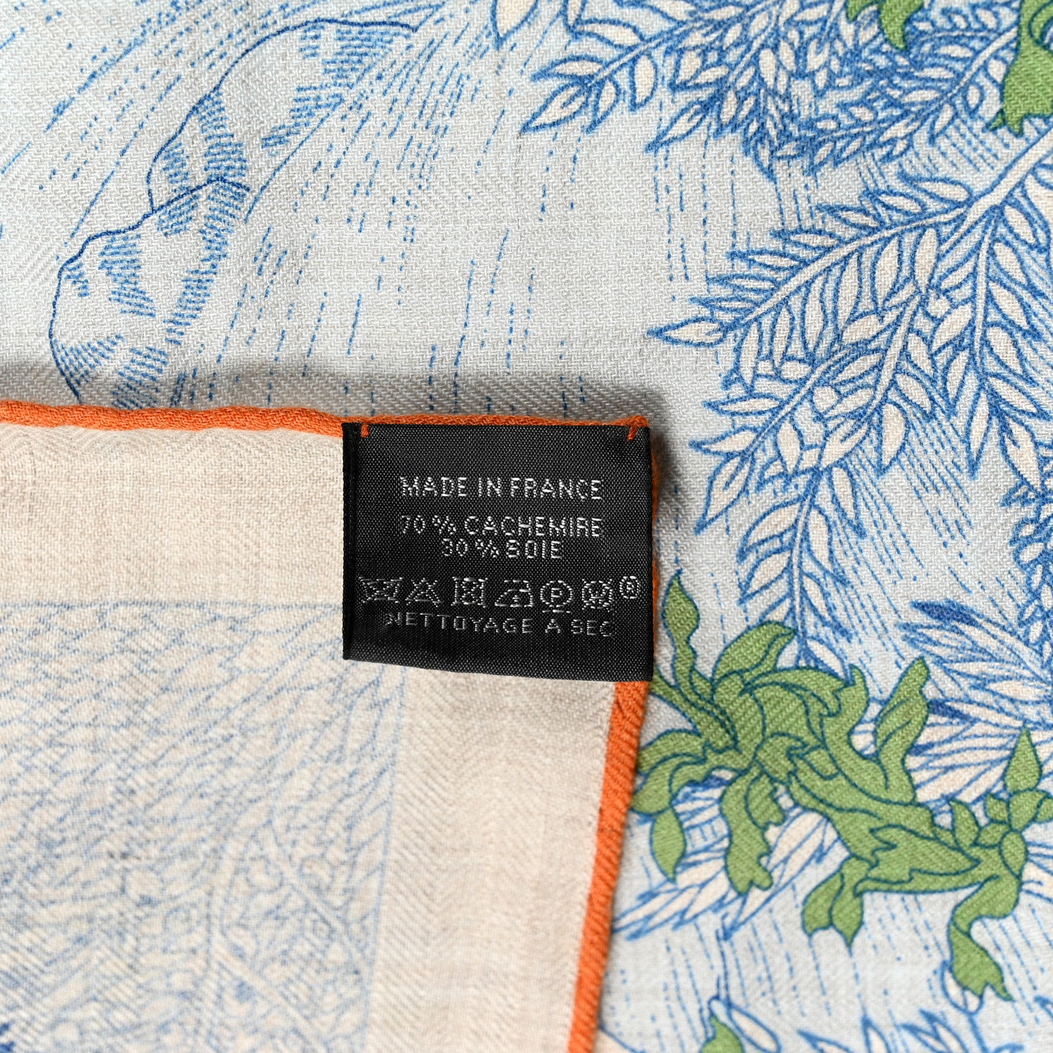 Hermes Cashmere Silk Retour a la Nature 140 Bleu Jean Rose Vert 4 of 4