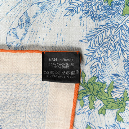 Hermes Cashmere Silk Retour a la Nature 140 Bleu Jean Rose Vert 4 of 4