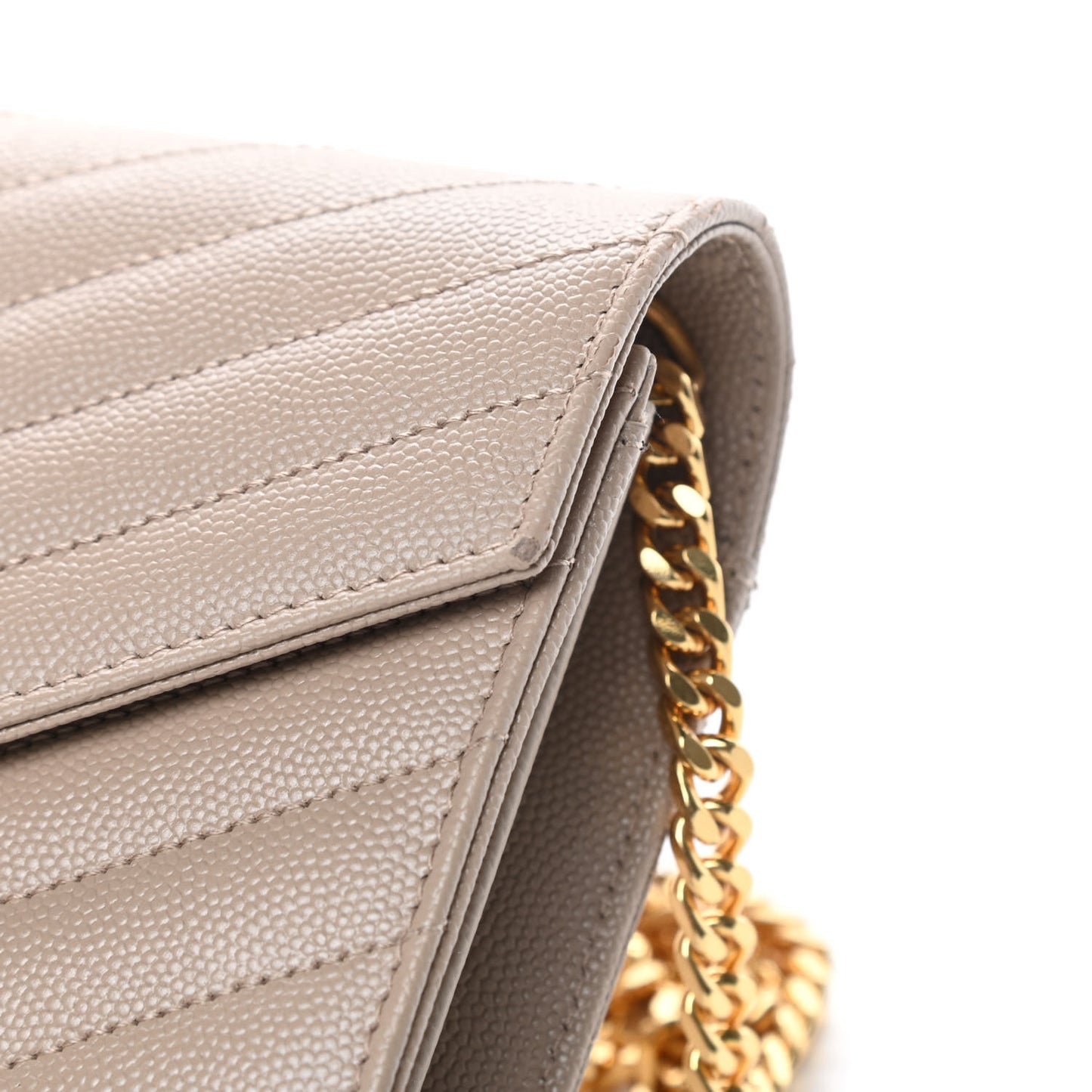 Grain De Poudre Matelasse Chevron Monogram Chain Wallet Nude Powder
