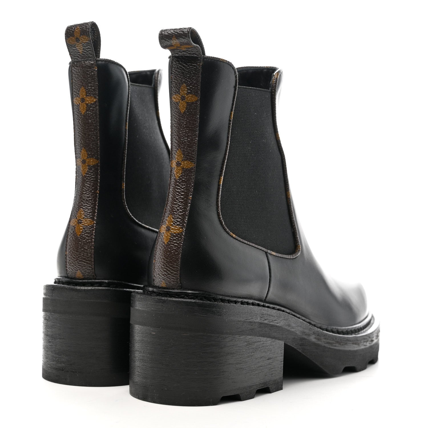 Louis Vuitton Calfskin Monogram Beaubourg Ankle Boots 38 Black 5 of 9