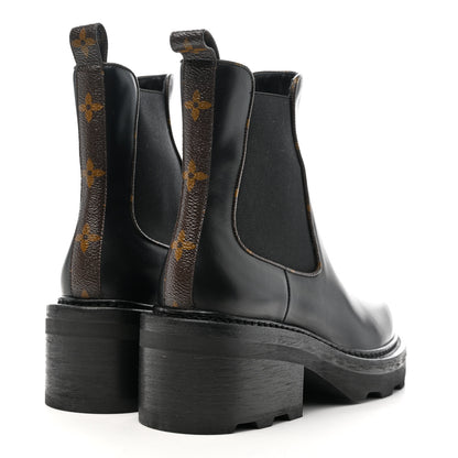 Louis Vuitton Calfskin Monogram Beaubourg Ankle Boots 38 Black 5 of 9