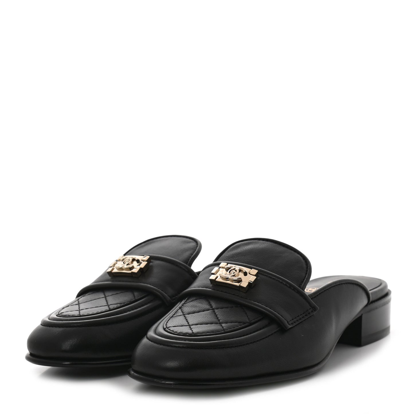 Lambskin Quilted Boy Mules 37 Black