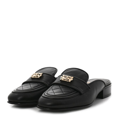 Chanel Lambskin Quilted Boy Mules 37 Black 3 of 8