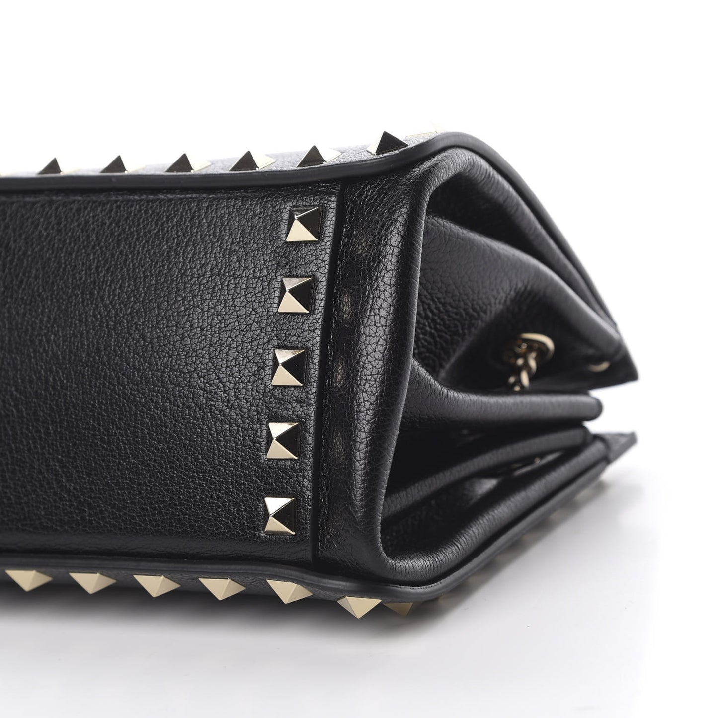 Calfskin Rockstud Mini Chain Shoulder Bag Black