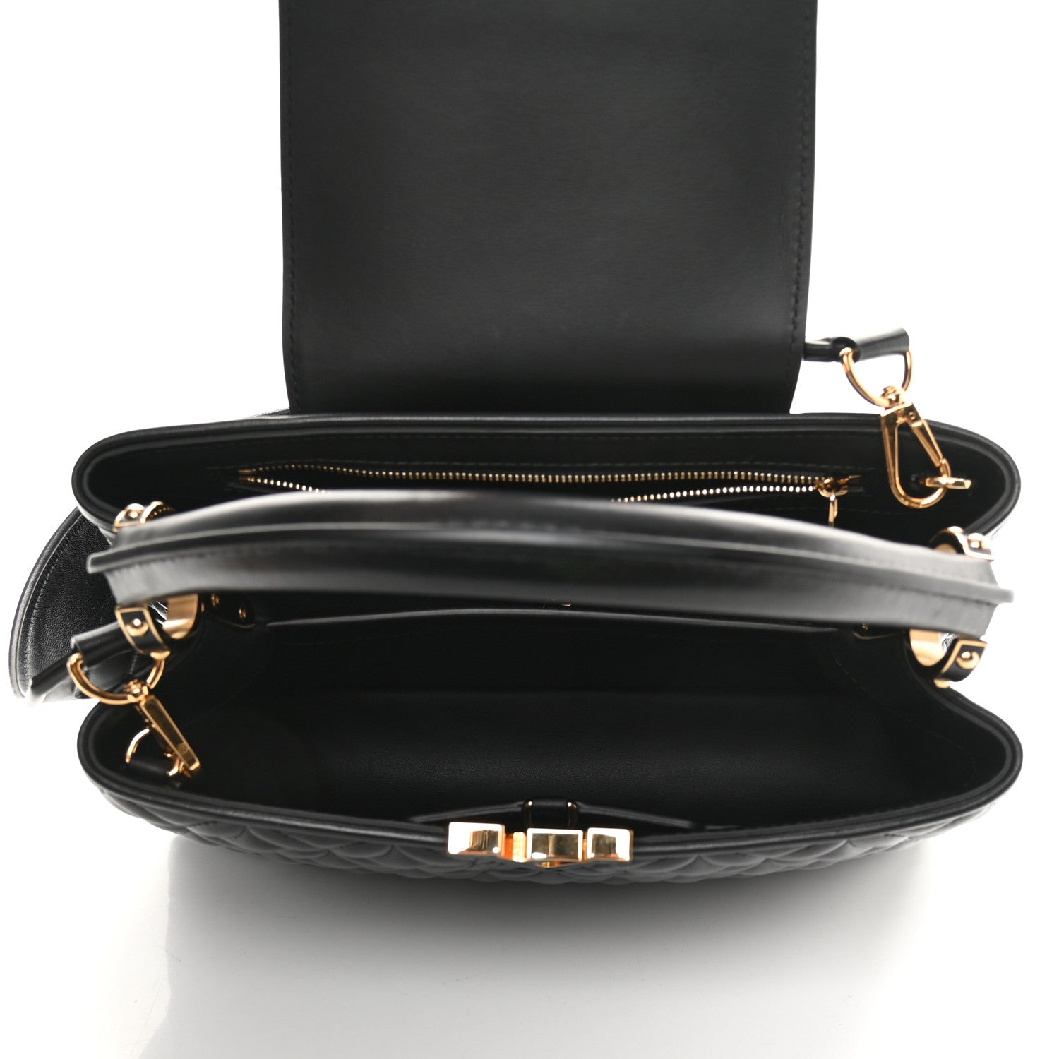 Louis Vuitton Lambskin Quilted Flower Capucines PM Black 6 of 12