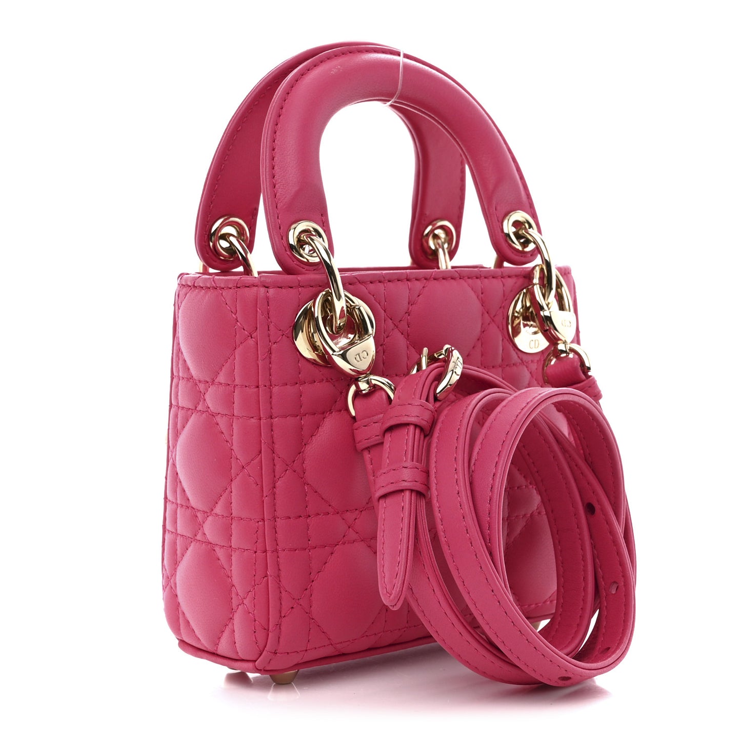 Lambskin Cannage Micro Lady Dior Red