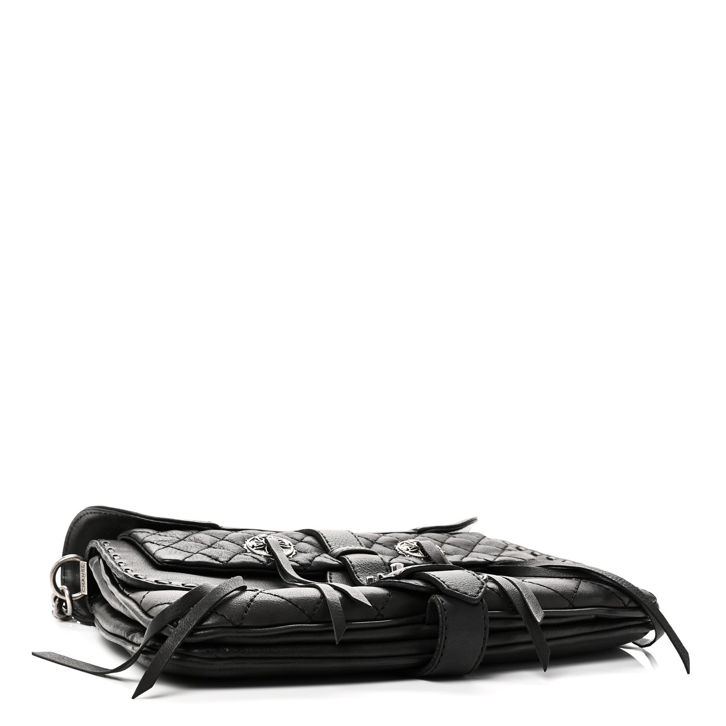 Goatskin Quilted Paris Dallas Saddle Bag Black