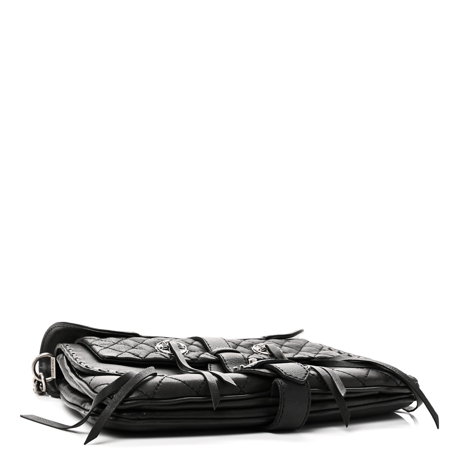 Chanel Goatskin Quilted Paris Dallas Saddle Bag Black 6 of 21