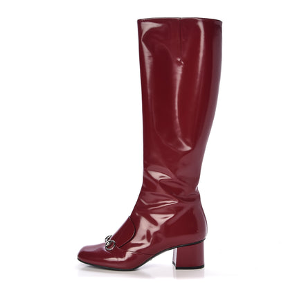 Gucci Patent Calfskin Horsebit Boots 39.5 Red 1 of 11
