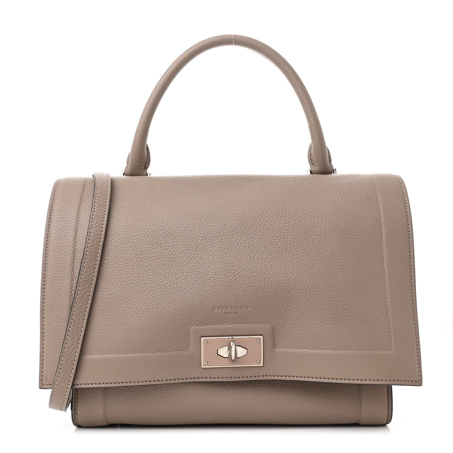 Grained Calfskin Small Shark Lock Satchel Mastic