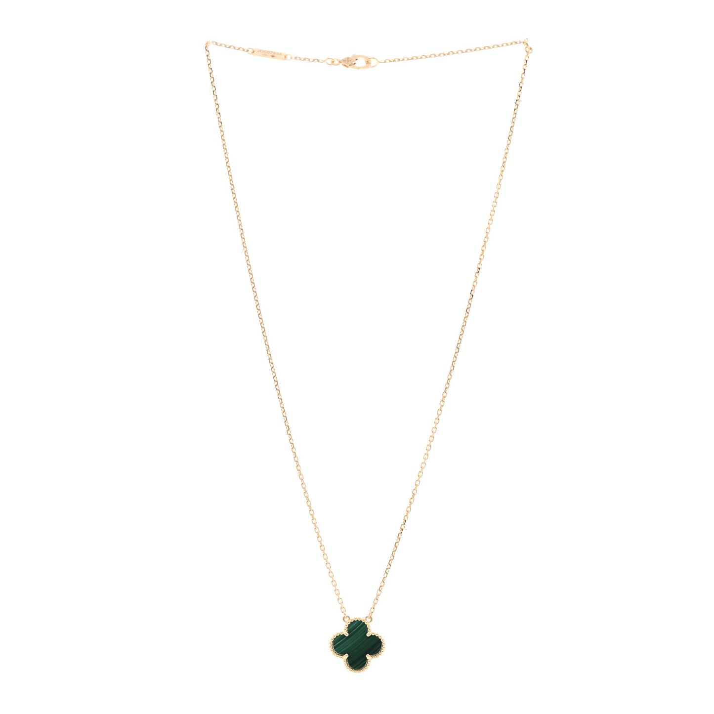 18K Yellow Gold Malachite Vintage Alhambra Pendant Necklace
