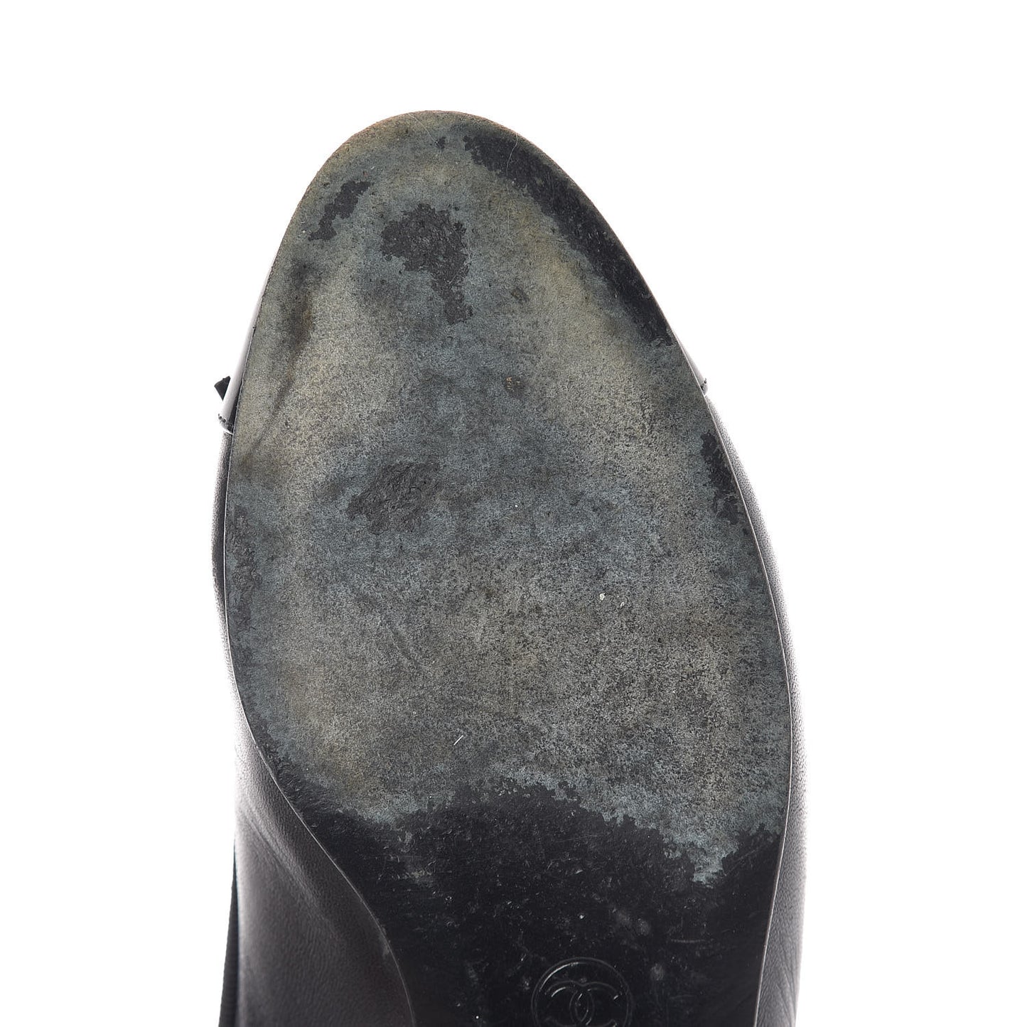 Lambskin Patent CC Cap Toe Ballerina Flats 38.5 Black