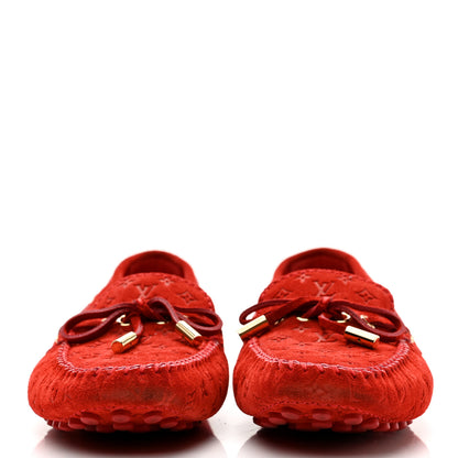 Louis Vuitton Suede Monogram Gloria Loafers 39 Rouge 2 of 8