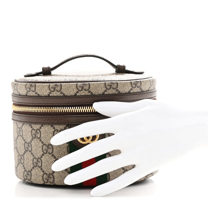Gucci GG Supreme Monogram Textured Calfskin Web Ophidia Vanity Cosmetic Case Beige Ebony New Acero 2 of 7