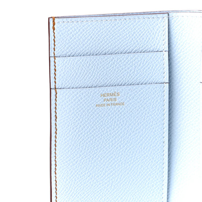 Hermes Epsom Verso Tri-Fold Bearn Compact Wallet Sesame Bleu Brume 6 of 7