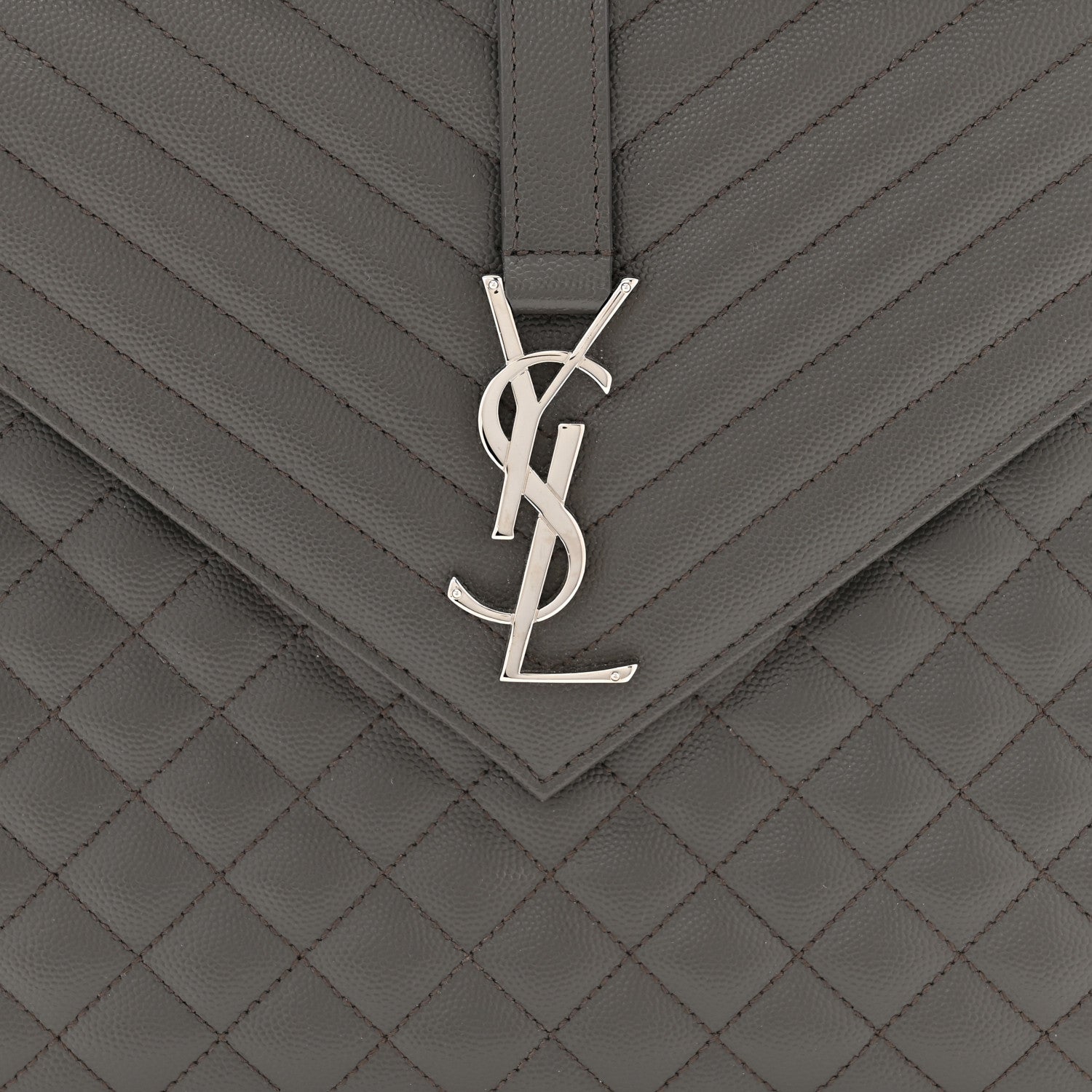 Saint Laurent Grain De Poudre Textured Mixed Matelasse Triquilt Large Monogram Satchel Asphalt 7 of 10
