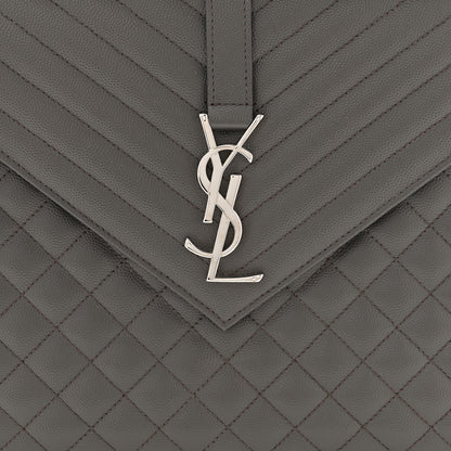 Saint Laurent Grain De Poudre Textured Mixed Matelasse Triquilt Large Monogram Satchel Asphalt 7 of 10