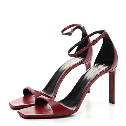 Saint Laurent Smooth Calfskin Bea 90 Ankle Strap Sandals 38.5 Opyum Red 3 of 9