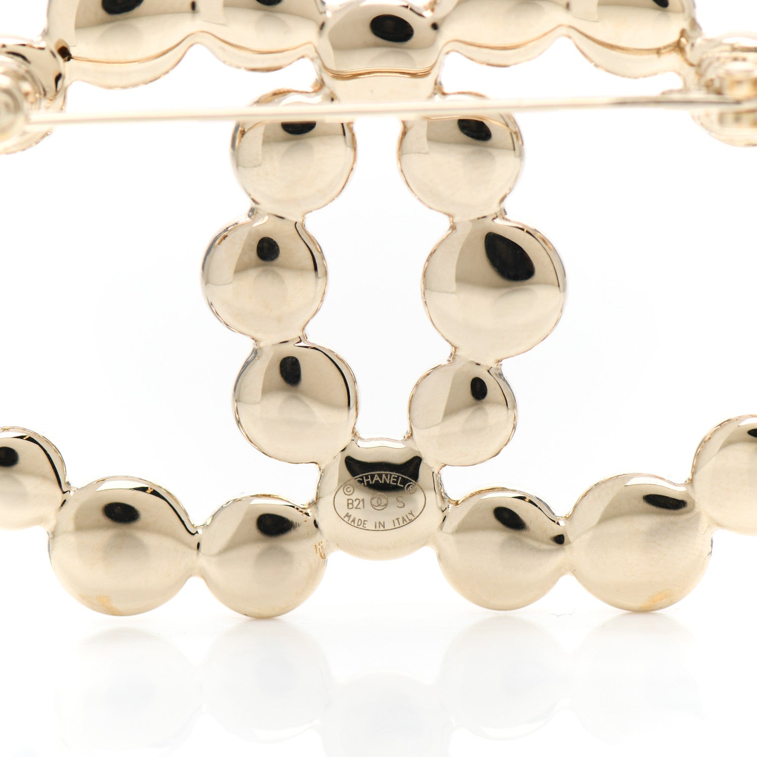 Chanel Metal Beaded CC Brooch Gold 4 of 4