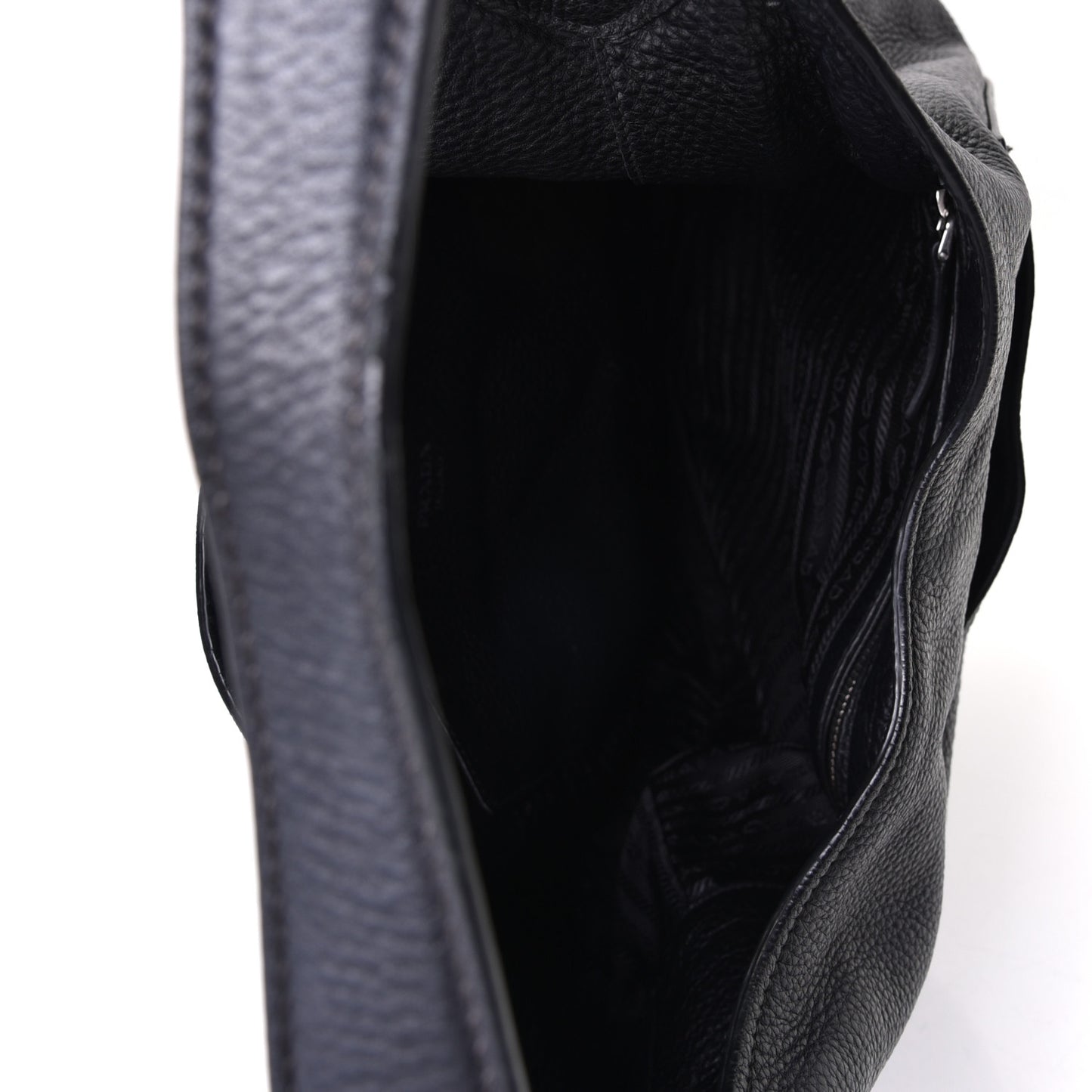 Vitello Daino Medium Pocket Hobo Bag Black