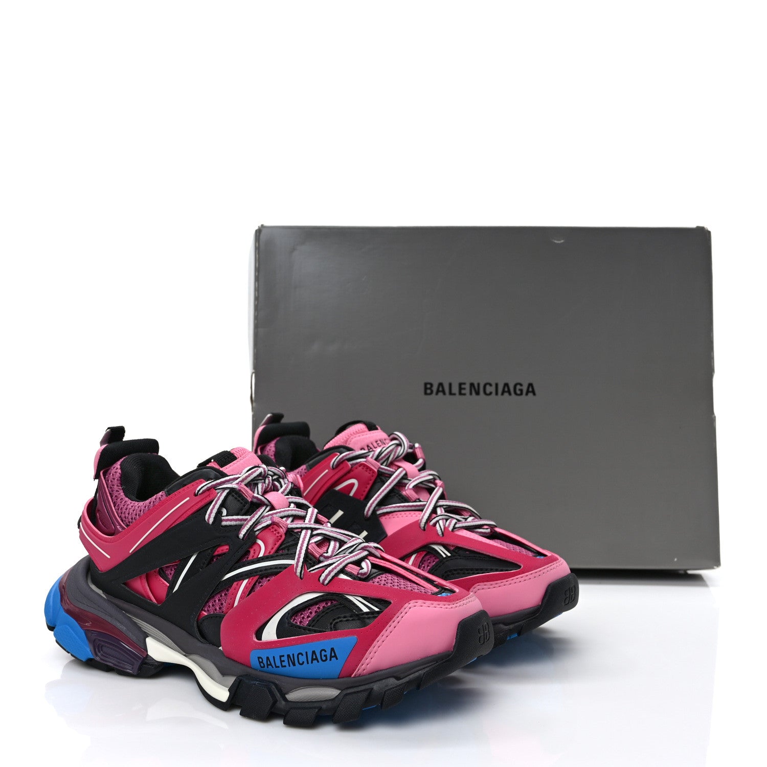 Balenciaga Mesh Nylon Metallic Fabric Womens Track Sneakers 38 Pink Blue 10 of 10