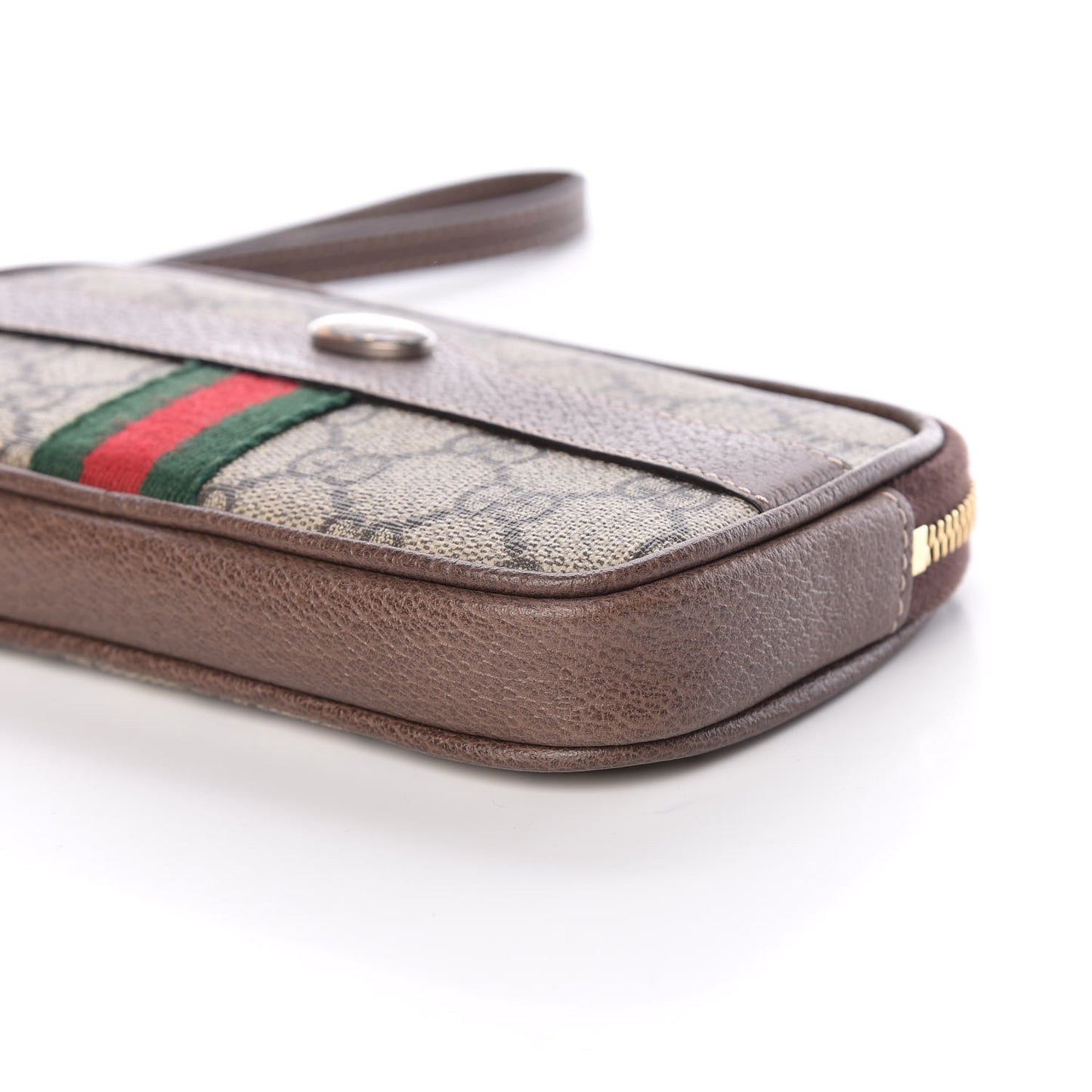 GG Supreme Monogram Ophidia Phone Case Wristlet Brown