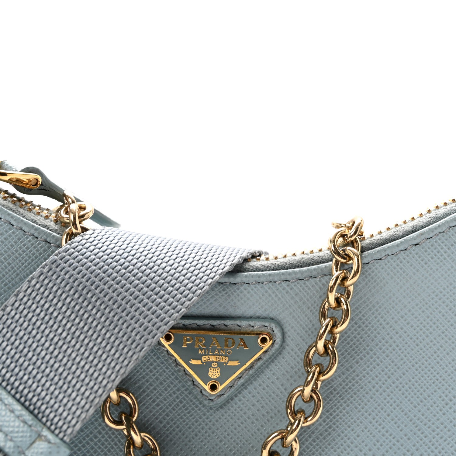 Prada Saffiano Lux Re-Edition 2005 Mini Shoulder Bag Celeste