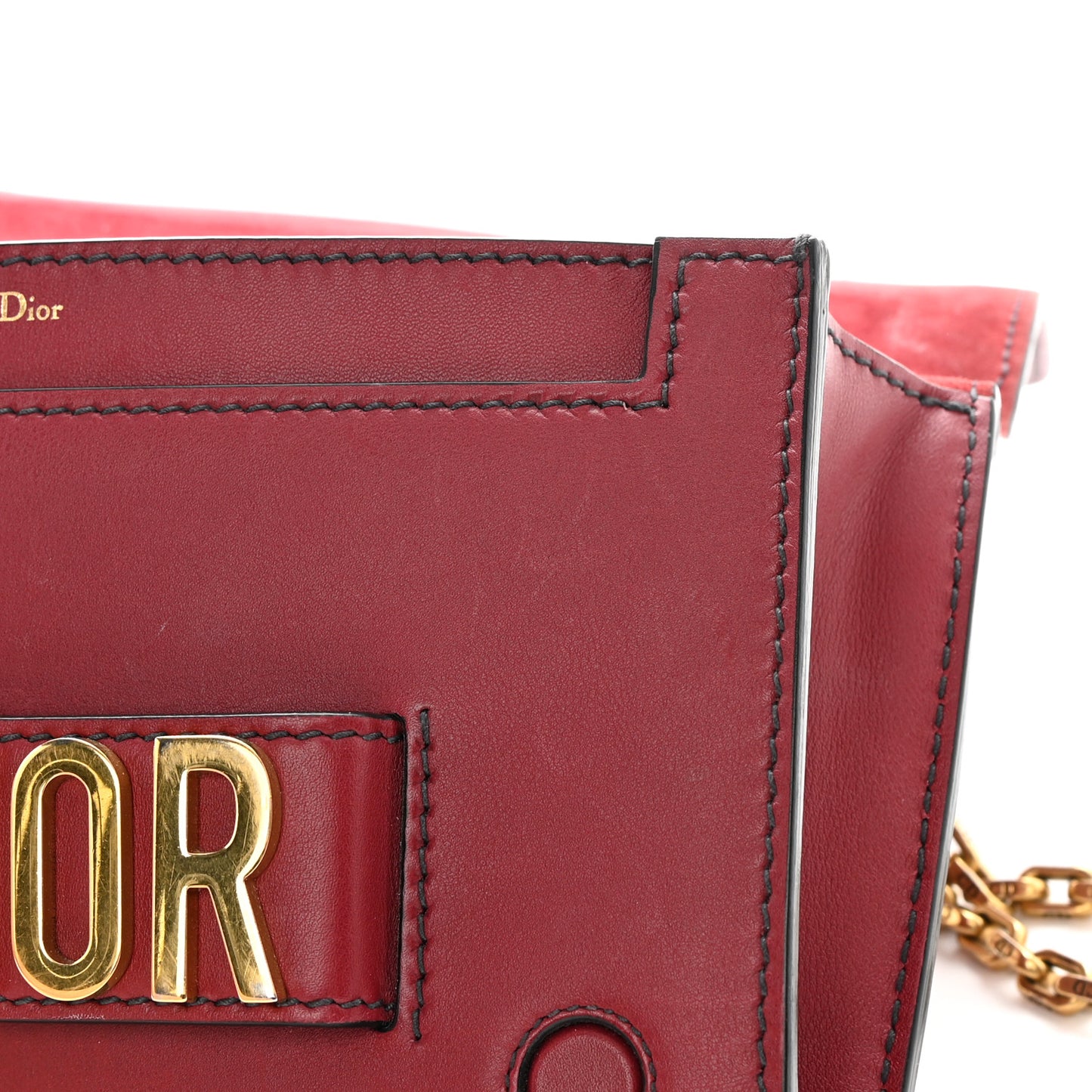 Calfskin J'Adior Chain Flap Bag Red