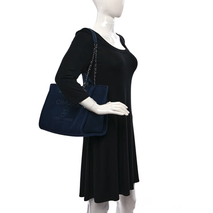 Chanel Mixed Fibers Small Deauville Tote Navy Blue 2 of 12