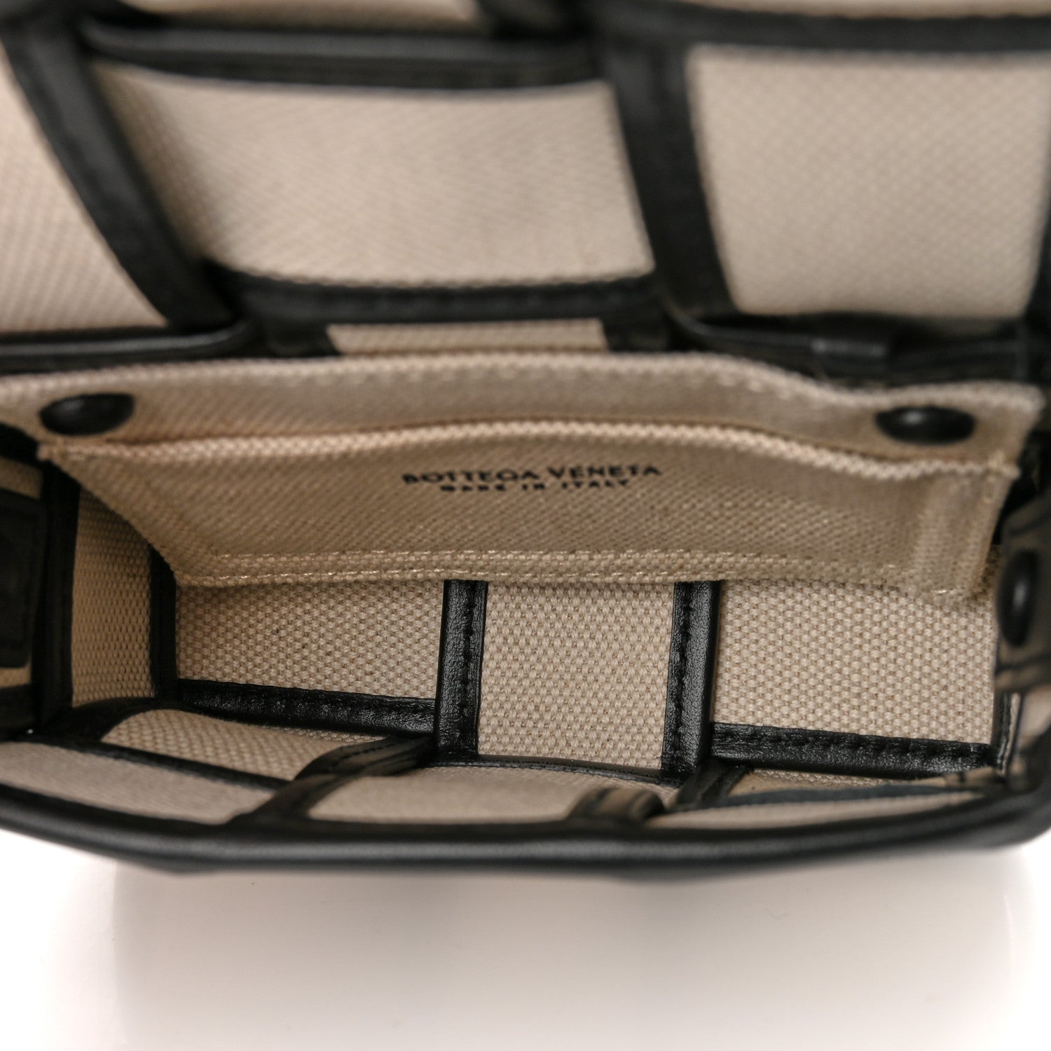 Bottega Veneta Canvas Intrecciato Mini Cassette Crossbody Bag Natural Black 5 of 9