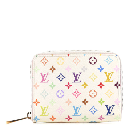 Louis Vuitton Monogram Multicolor Zippy Coin Purse Wallet White Litchi 1 of 9