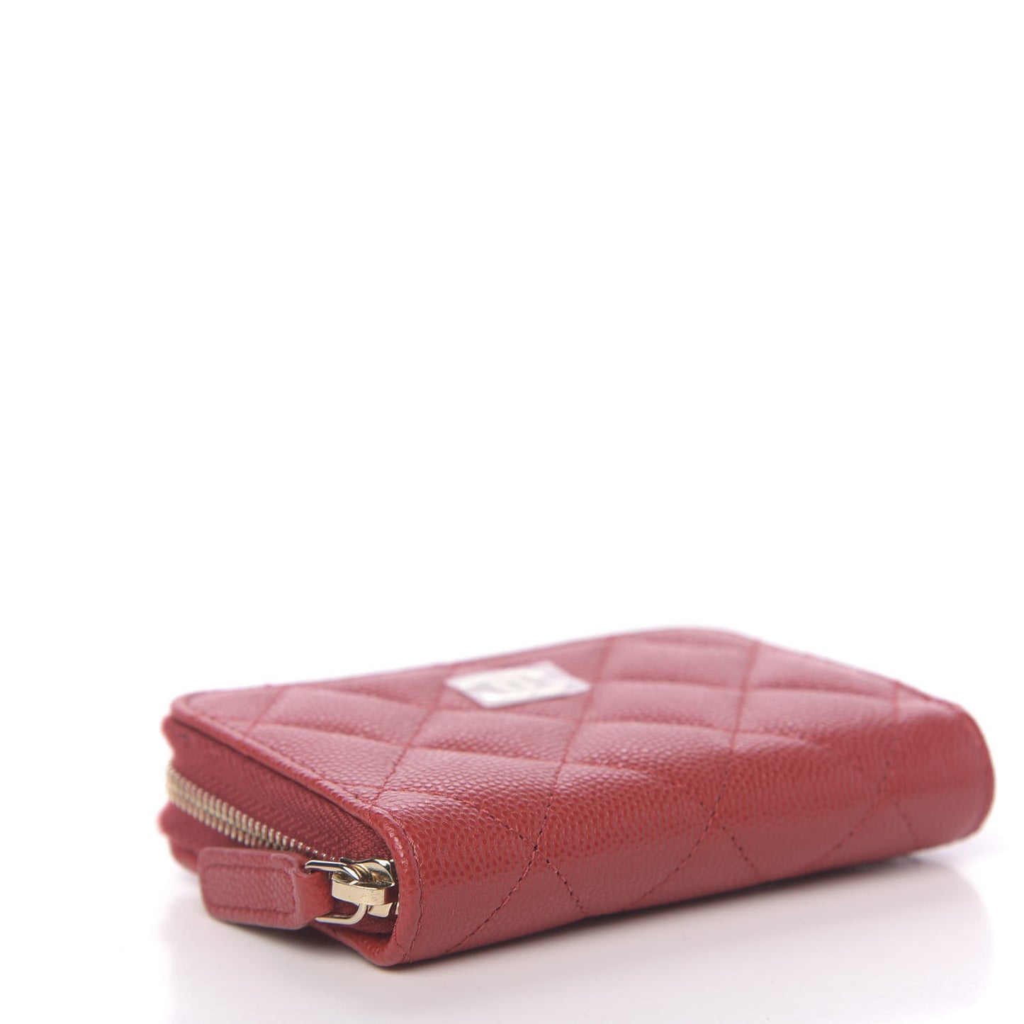 Caviar Quilted Zip Card Holder Red