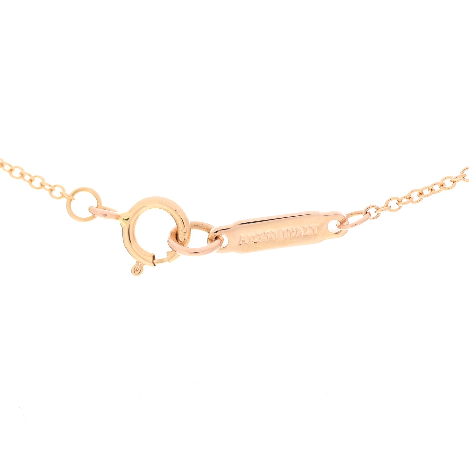 Tiffany 18K Rose Gold Diamond Fleur de Lis Key Bar Pendant Necklace 4 of 5