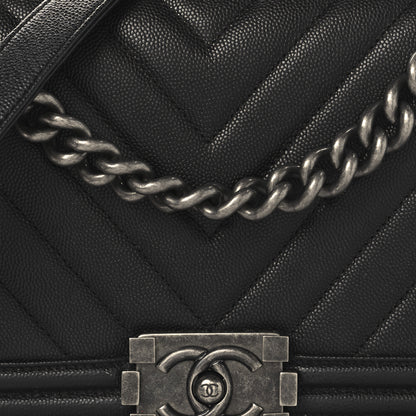 Chanel Caviar Chevron Quilted Medium Boy Flap Black 8 of 10