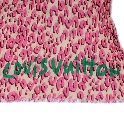 Louis Vuitton Cotton Leopard Pareo Blanc Corail 5 of 7