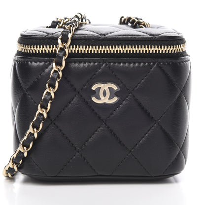 Chanel Lambskin Quilted Mini Vanity Case With Chain Black 8 of 11