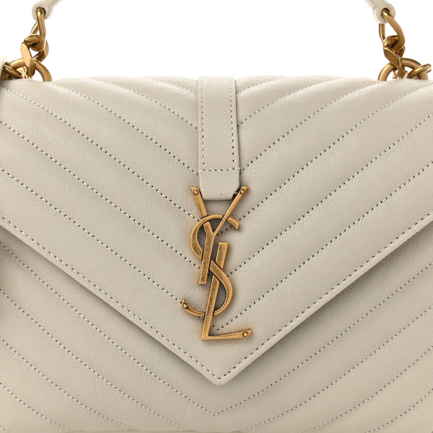 Saint Laurent Sheepskin Matelasse Chevron Monogram Medium College Bag Crema Soft 8 of 10