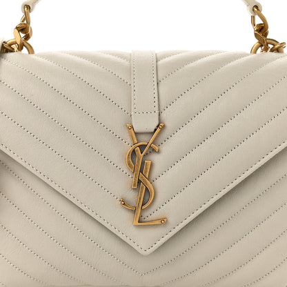Saint Laurent Sheepskin Matelasse Chevron Monogram Medium College Bag Crema Soft 8 of 10