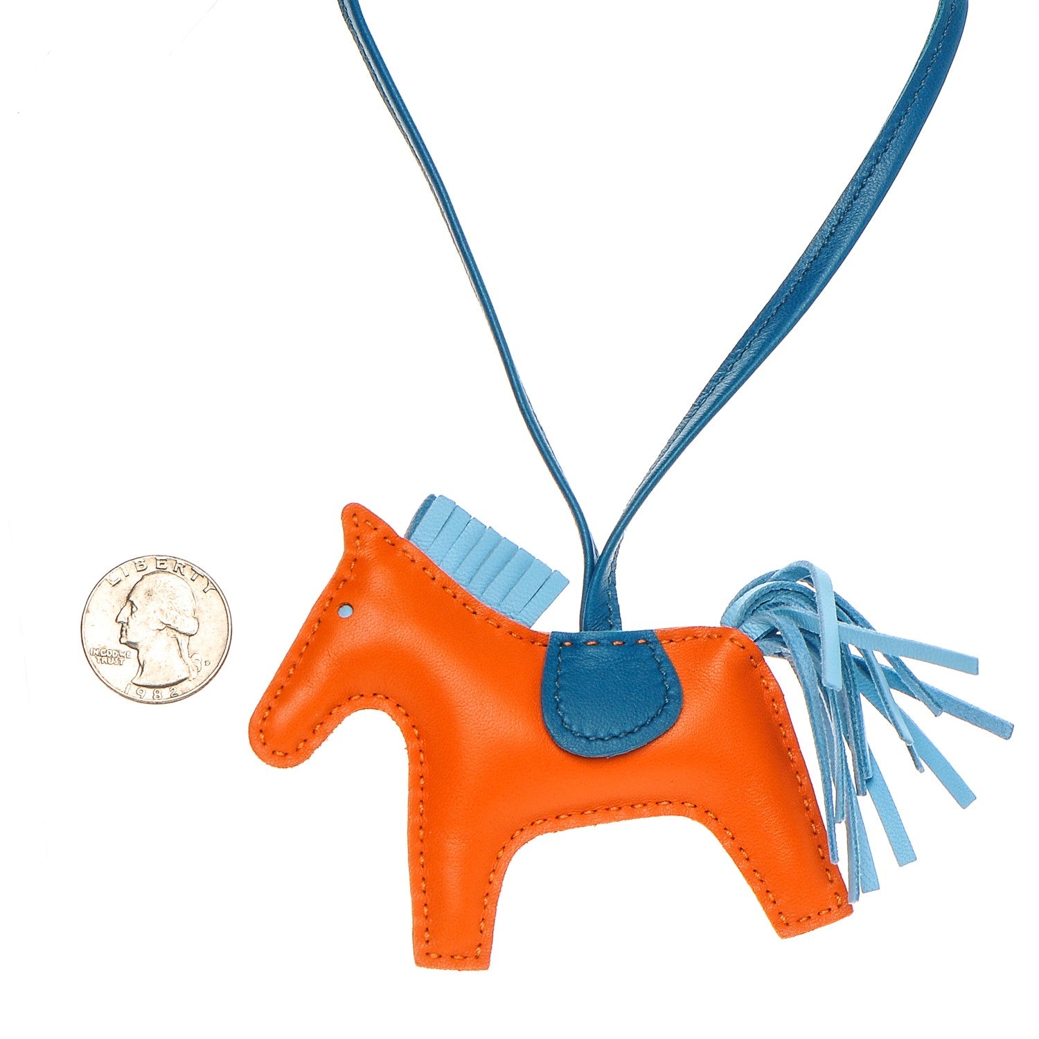Hermes Milo Lambskin Grigri Rodeo Horse Bag Charm PM Feu Celeste Bleu Izmir 3 of 4
