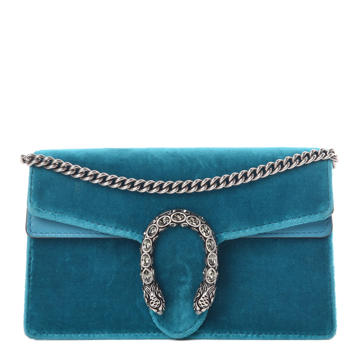 Velvet Super Mini Dionysus Shoulder Bag Pavone Cyan