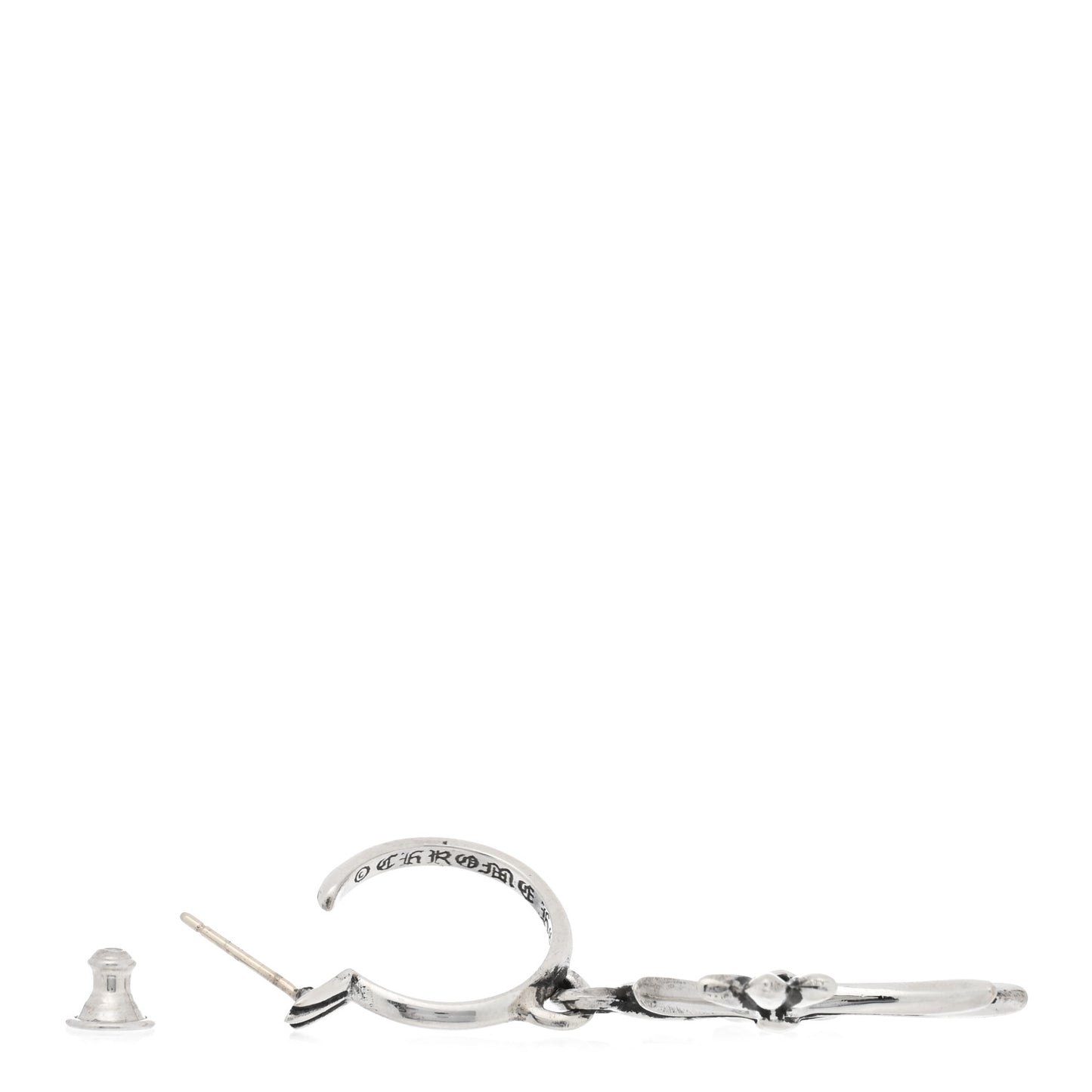Sterling Silver Tiny CH Cross Hoop Drop Single Earring