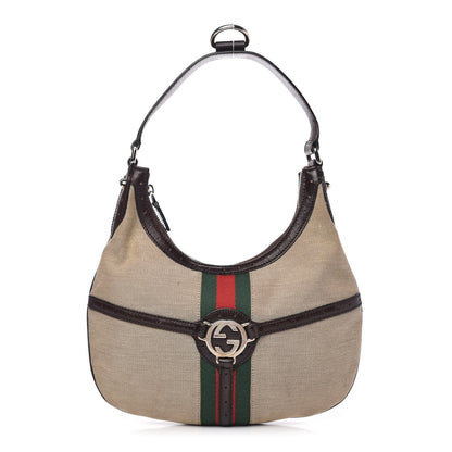 Gucci Canvas Web GG Reins Hobo Brown 1 of 10