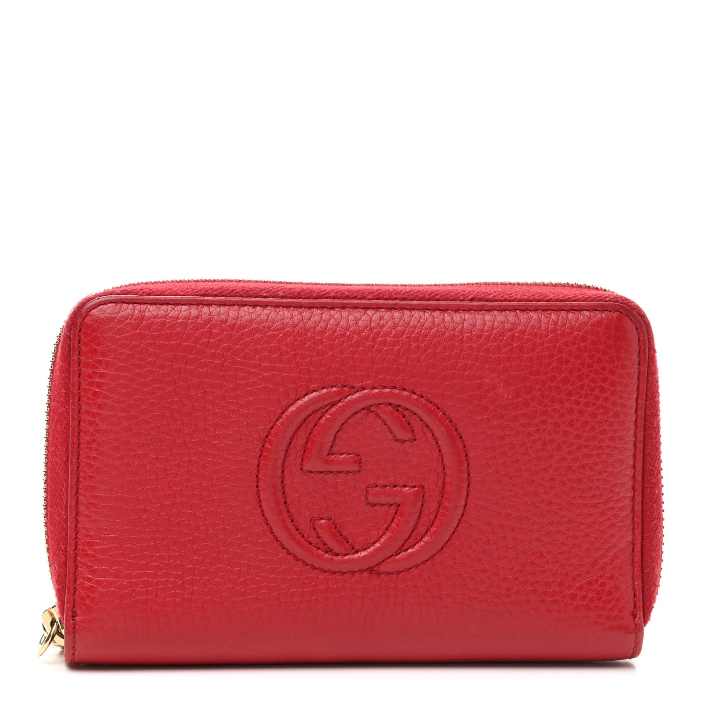 Pebbled Calfskin Medium Soho Zip Around Wallet Red